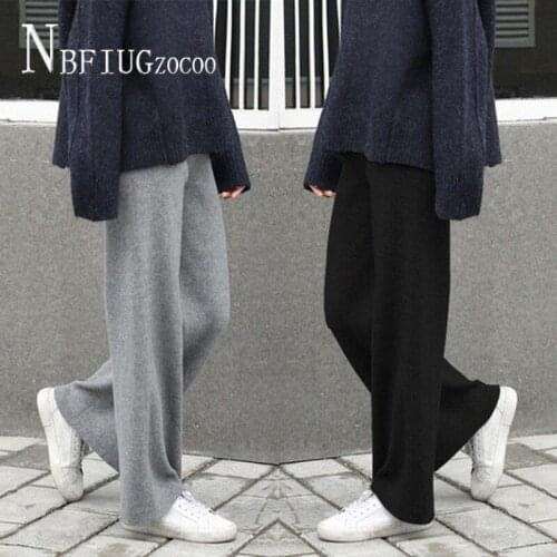 2020 Autumn Winter New Women Straight Pants Casual Knitting Female Trousers