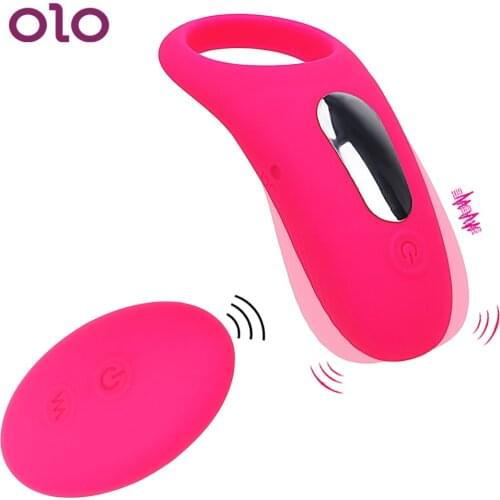 OLO Delay Ejaculation Penis Ring 9 Speed G spot Vibrating Cock Ring Clitoris Stimulator Sex Toys for Men Couple