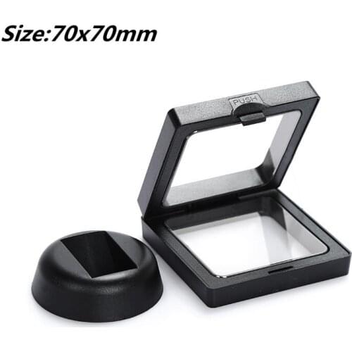 70*70MM PET Membrane Jewelry Ring Pendant Display Stand Holder Bague Packaging Box Protect Jewelery Floating Presentation Case