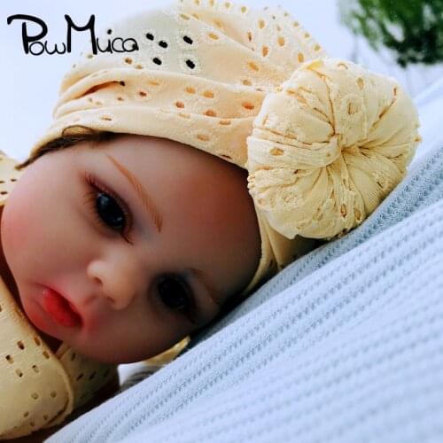 Powmuco 1 PCS Comfortable Breathable Baby Girls Turban Hat Solid Color Handmade Donut Infant Caps Newborn Headwear Photo Props