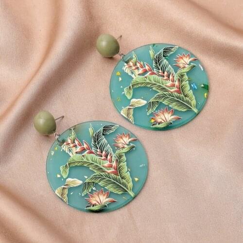 Minar Multiple Colorful Print Arcylic Pendant Earring for Women 2021 Cute Cartoon Pattern Geometrical Resin Drop Dangle Earrings