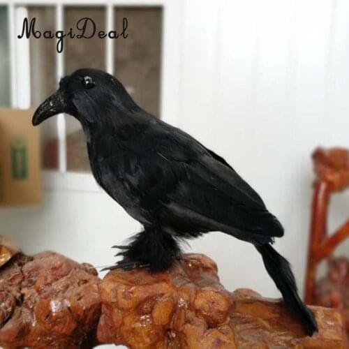 Lifelike Size Full Body Halloween Decoration Bird Fake Black Feathered Crows Ravens Indoor Outdoor Holiday Decor Ornament