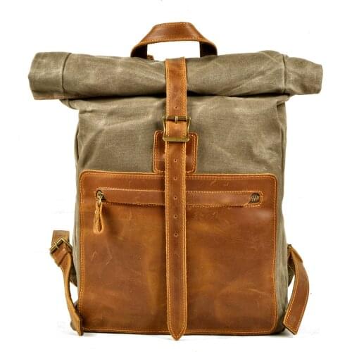 Luxury Vintage Canvas Backpacks For Men Large Travel School Backpack Waterproof Daypacks Leather Laptop Rucksack Mochila Bagpack