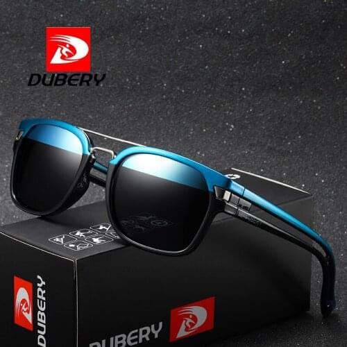 DUBERY Trendy Sunglasses Men Square Polarized Fashion Cool Glasses Sports Traveling Driving Black Shades Sunglass With Box