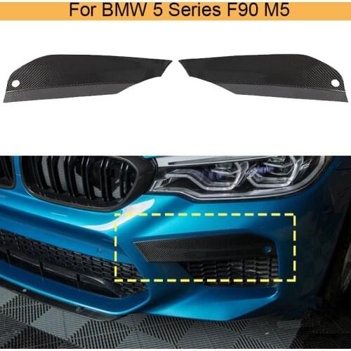 Dry Carbon Fiber Front Fog Light Splitters Trims For BMW 5 Series F90 M5 2018 - 2020 Car Front Bumper Splitters Cupwings Flaps