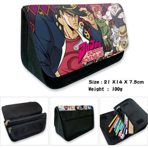 Anime Pencil Bags JOJO JoJos Bizarre Adventure Golden Wind Cosplay Student Zipper Pen Case Cartoon Cosmetic Bag