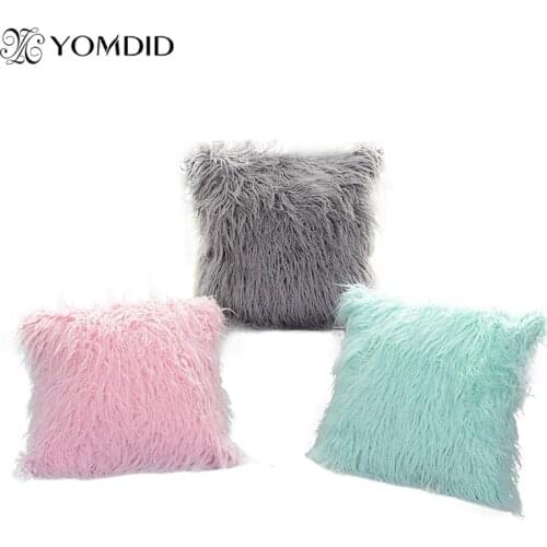 Super Soft Plush Cushion Cover Faux fur Pillowcase Solid Color Pillow Cover 45x45cm Cushion Covers sofa bed car Home Decorative