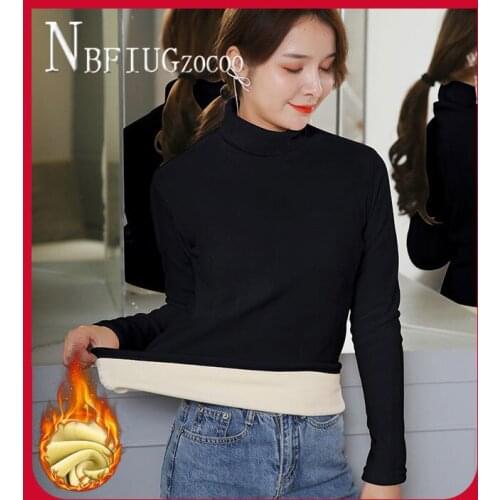 Warm Plus Velvet T Shirt Fashion Elastic Thermal Tops Basic Clothing