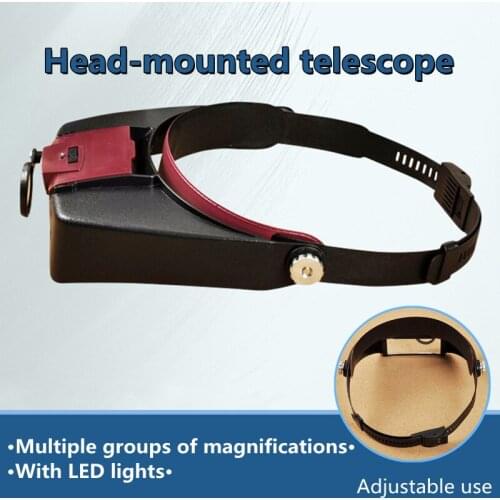 Head-mounted magnifying glass, microscope, LED light, helmet-mounted magnifying glass for reading or maintenance use