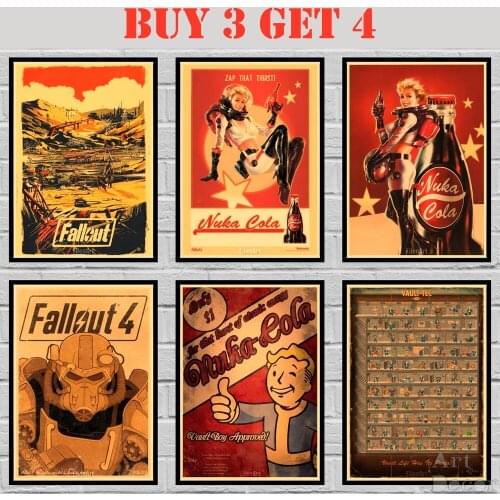 Fall Out Kraft paper Poster Game Painting Abstract Funny Fancy Wall Sticker 42X30cm