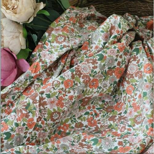 High quality pure cotton fabric Orange warm sun printing sewing Shirt Dress Gown windbreaker tissu