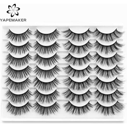 YAPEMAKER False Eyelashes 3D Faux Mink Fake Lashes Fluffy Wispy Natural Long False Eyelashes Makeup Beauty Extension Tools