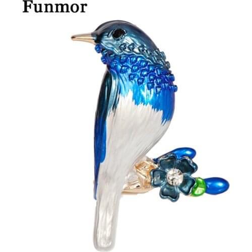 Funmor Vivid Bird Brooches Animal Enamel Pins Women Children Coat Cardigans Sweater Corsage Routine Decoration Accessories Gifts