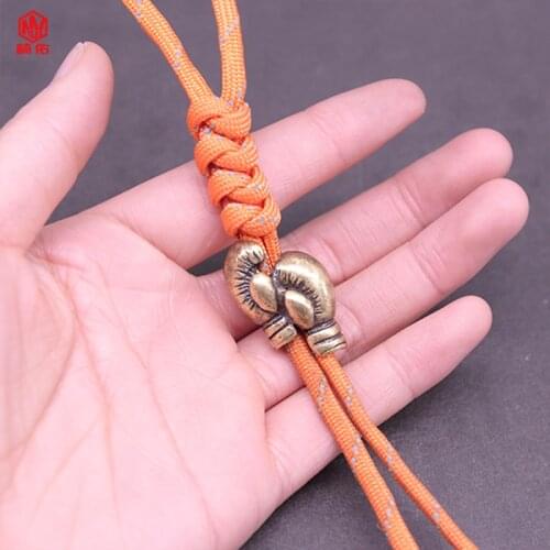1PC Boxing Glove Retro Brass Copper EDC Paracord Beads Lanyard Pendants Knife Beads Umbrella Rope Cord Necklace Bracelet Beads