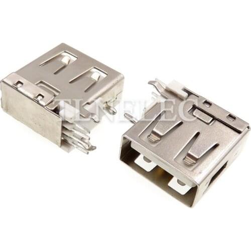 10pcs 5 Pins Insert Socket Connector Famale Interface USB 2.0 Type A Flat Edge Side Plug Port Micro Electrical Outlet