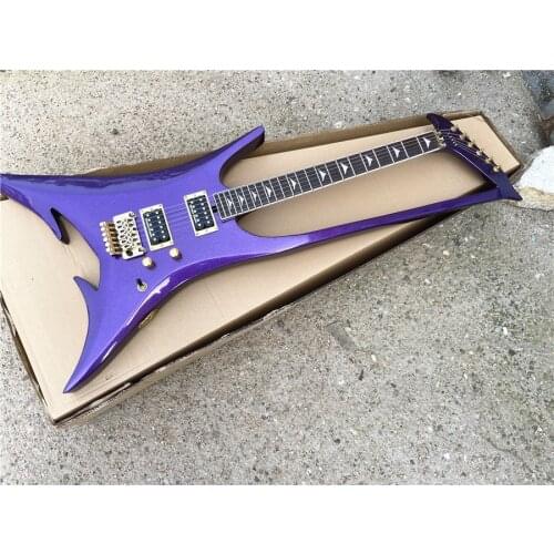 2021 high-end custom version special-shaped electric guitar metal purple double shake free shipping