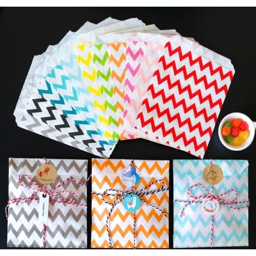25pcs Stripe Chevron Gift Bags Colorful Party Favor Candy Cookie Bag DIY Postcard nvitation Envelopes Craft Stationery Envelope