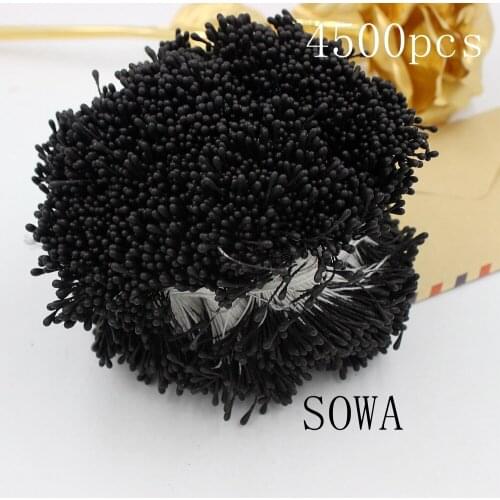 4500pcs 3"length 1.5mm White/Black Color Matte Stamen Double heads Strong Stem Flower Cake Stamens For Wedding Decoration