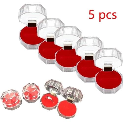 5 Pcs Hot Sale Jewelry Packaging Box Ring Earring Cases Acrylic Transparent Wedding Packaging Woman Jewelry Box Cheap Wholesale