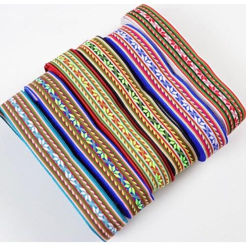 5yard native embroidery ethnic jacquard webbing woven tape lace trim ribbon 2.4cm bag tribal boho DIY garment bag gift accessory
