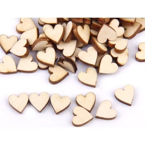 50/100/200pcs Unfinished Wooden Wood Love Heart Shapes DIY Craft Scrapbooking
