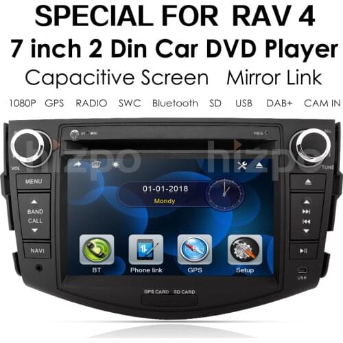 2 Din Car DVD Player for Toyota RAV4 Rav 4 2006-2012 Support Bluetooth RDS Mirror Link DAB+ GPS Navigation 7 Inch Stereo Radio