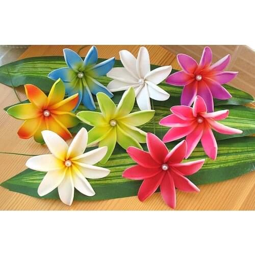 Free Shipping F1127 80pcs/ lot 10CM 8 colors Foam tiare hair pick w SHELL PEARL women hair accessories Hawaii flower