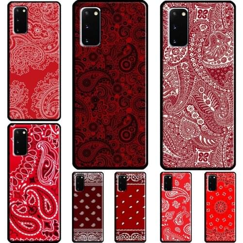 Red Bandana Paisley Phone Case For Samsung S10 Plus S20 FE S8 S9 S10e Note 9 Note 10 Note 20 Ultra S21 Ultra