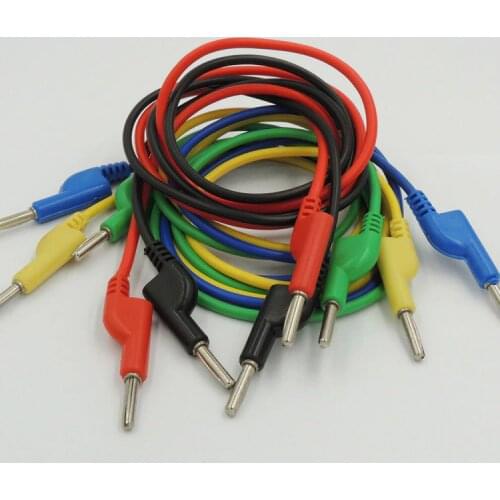 5pcs double Ended Stackable 4MM Banana Plug Male Jack high voltage silicone wire Multimeter Test Cable Lead Cord M/M 1M