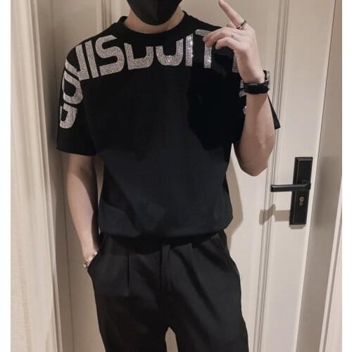 2021 Cool T Shirt Men Soft Cotton Hip Hop Black White Letter T-shirt For Men Fashion tshirts Summer Top Tee Tops homme