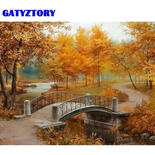 GATYZTORY 5D DIY Diamond Painting Autumn forest Diamond Embroidery Landscape Mosaic Craft Kit Home Decor Embroidery Art