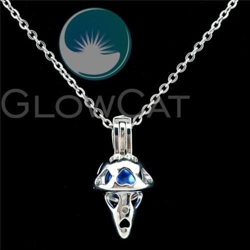 K934 Unique Skull Beads Cage Perfume Diffuser Stone Pearl Cage Locket Necklace Pendants for Oyster