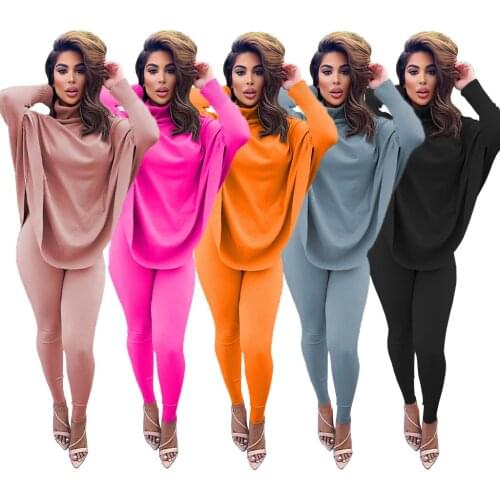 Adogirl Women Two Piece Solid Outfits Casual Long Sleeves Top And Pants Set Matching Sets Jogging Femme Plus Size 2021