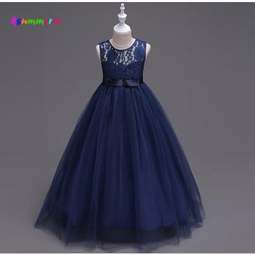 Ksummeree Lace Flower Girls Dress Princess Birthday Party Wedding Bridesmaid Ball Gown Kids Formal Tutu Dress TSJ001