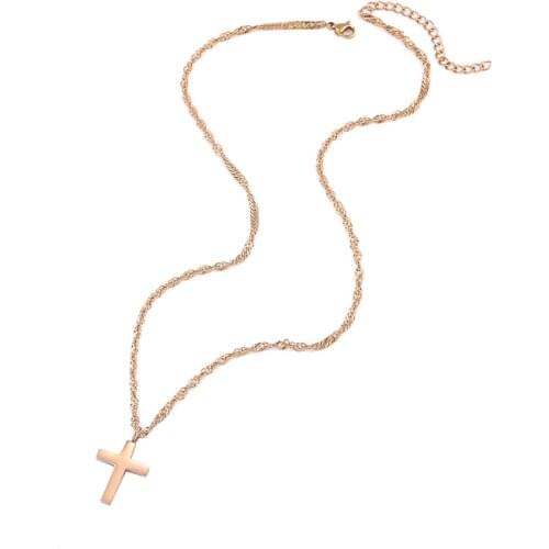 Mavis Hare Stainless Steel Cross Pendant Necklace with 42+5cm Composed Chain as Fashion Lady Gift