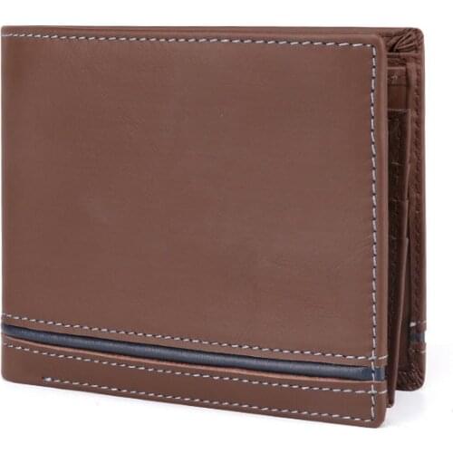 Genuine Leather Fashion Men wallet Panelled Short Mens wallet Top layer cowhide vintage men wallets RFID blocking mens wallet