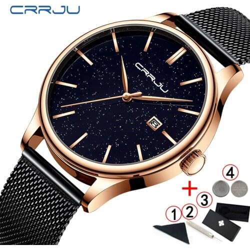 Crrju Watches Men Starry Sky Business Watch Mens Top Luxury Brand Fashion Gold Wristwatch Man Classic Sport Watch For Men 2019