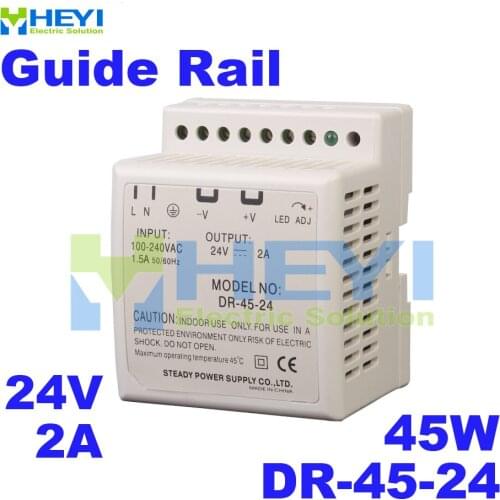 Guide Rail single group switch power supply DR-45-24 input 110 / 220VAC output 24V 2A power supply
