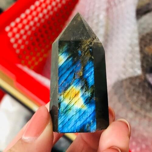 Natural Labradorite Point Crystal Rough Polished Healing