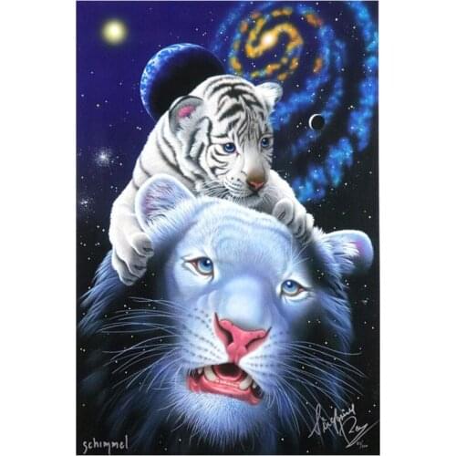 New Arrivals 5D DIY Full Round Diamond Painting White Tiger 3D Embroidery Cross Stitch Rhinestone Mosaic Home Decor Gift Y1163