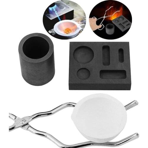 New Graphite Crucible Set Ingot Mold Gold Silver Color Torch Melting Kit Tool Mould Set