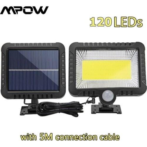 New LED Square Solar Light Mpow 120 COB LEDs Outdoor Waterproof Solar Motion Sensor Security Wall Light for Garden Pathway Decor