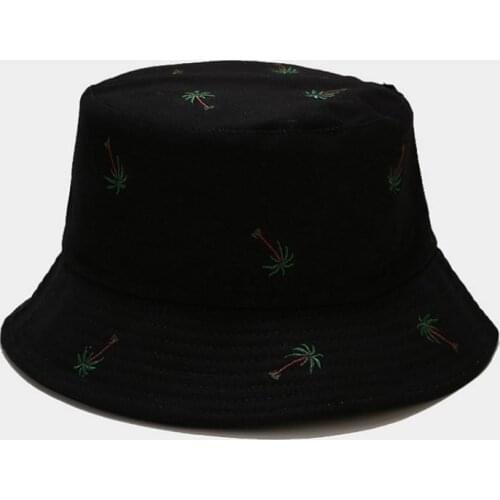 Coconut Tree Small Embroidery Pattern College Style Girl Bucket Hat Cute Candy Color Fisherman Hat Bucket Cap 3 buyers