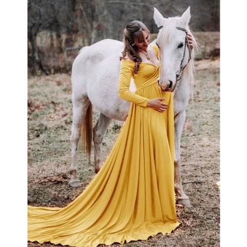 Long Tail Maternity Dresses For Photo Shoot Maternity Photography Props Maxi Dresses For Pregnant Women Clothing Pregnancy Dress