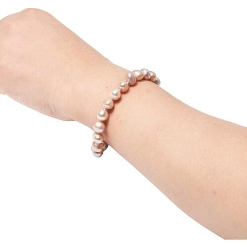 Holiday gifts for mothers and friends fashion Natural pearl Light Pink Design 8-9mm beads Freshwater Natural pearl Bracelet