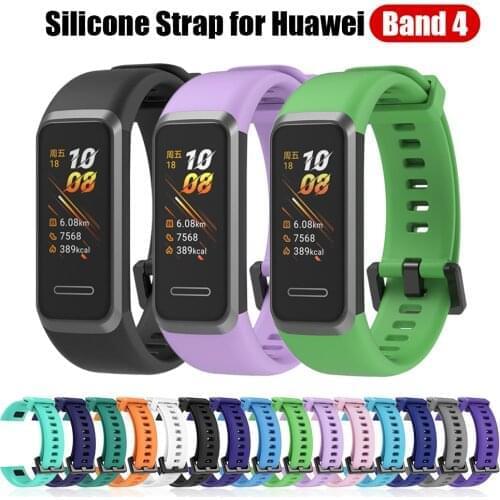For Huawei Band 4 Strap Silicone Bracelet Solid Color Watchband Huawei4 Band4 Wrist Bands Silica Gel Wristbands
