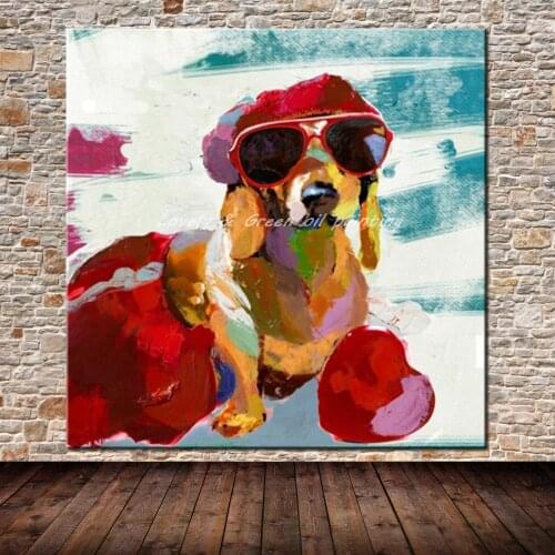 Mintura Hand Painted Modern Abstract Animal Dog Oil Painting On Canvas Pop Art Wall Pictures For Living Room Home Decor Artworks