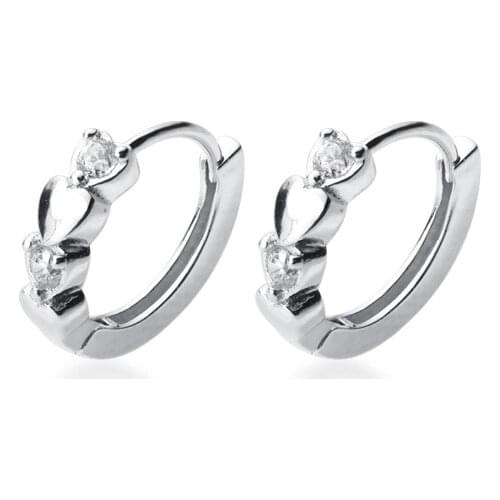 MloveAcc 925 Sterling Silver Fashion Jewelry Round Smooth Hearts Shape Zirconia Crystal Stud Earring for Women Girl Teen Jewelry