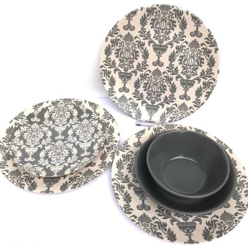 Gray Pattern 24 Piece 6 Seater Dining Set