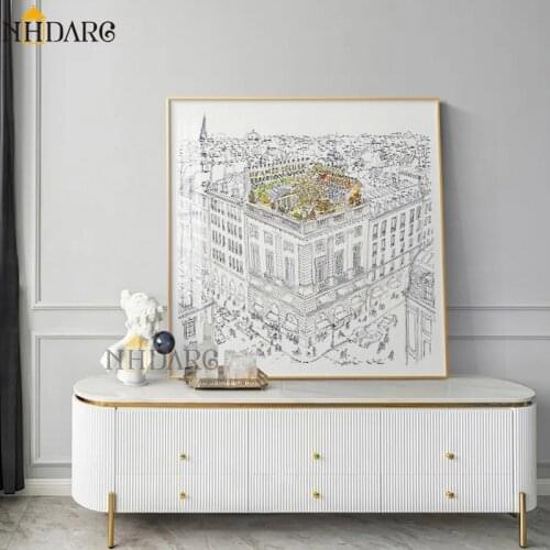 Roof Garden Modern Sketch Say I Love You Valentines Day Rose Horse Canvas Print Painting Poster Home Decor Wall Art No Frame